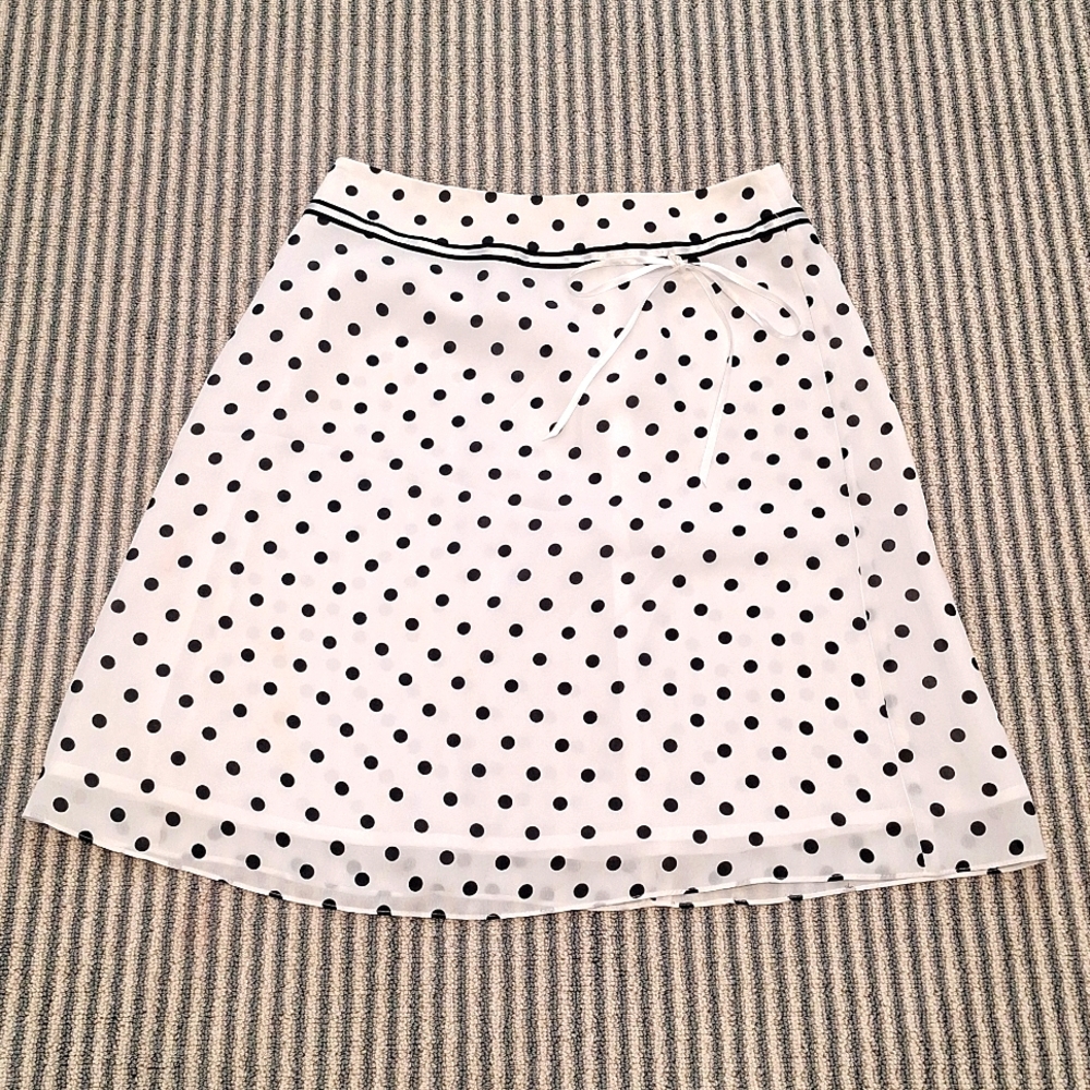 Vintage White & Black Polka Dot A-Line  Skirt